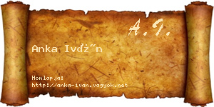 Anka Iván névjegykártya